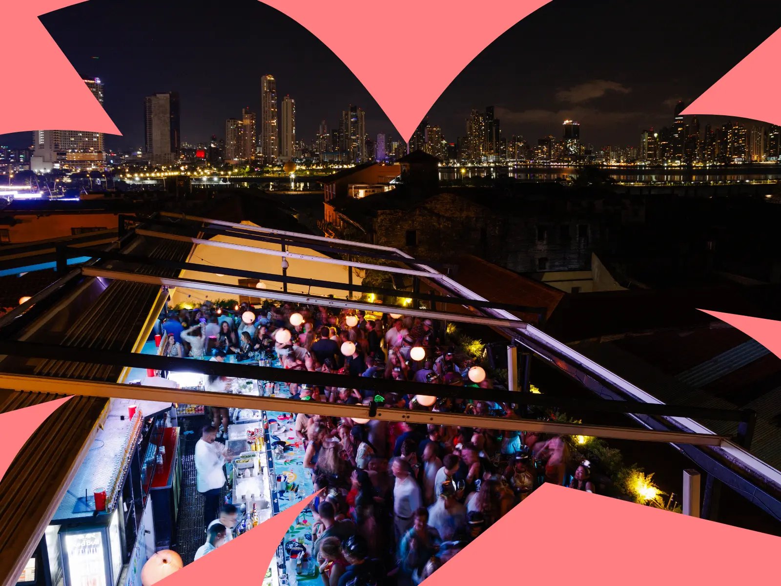 Party on the rooftop bar at Tántalo Hotel with Panama City's skyline